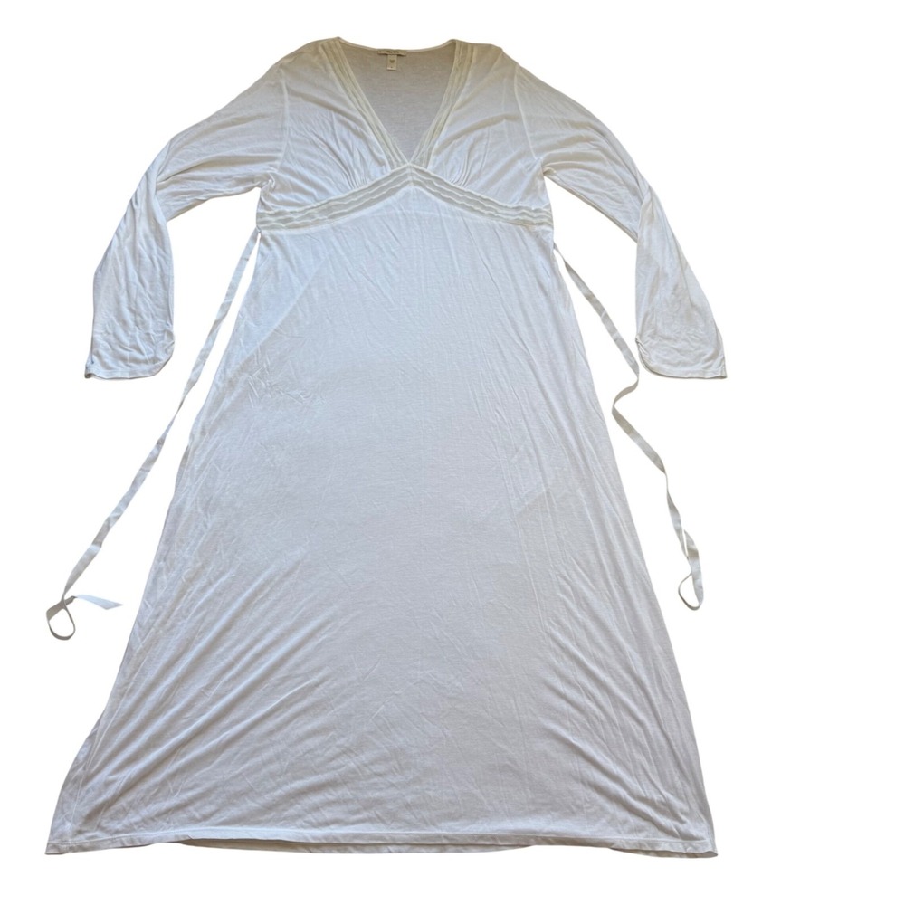Vintage Y2K Vera Wang Babydoll Slip Gown Semi Sheer Modal White Women's Size XL - Picture 3 of 6